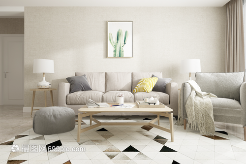 素色客廳中的花卉 簡約與生機(jī)的完美交融